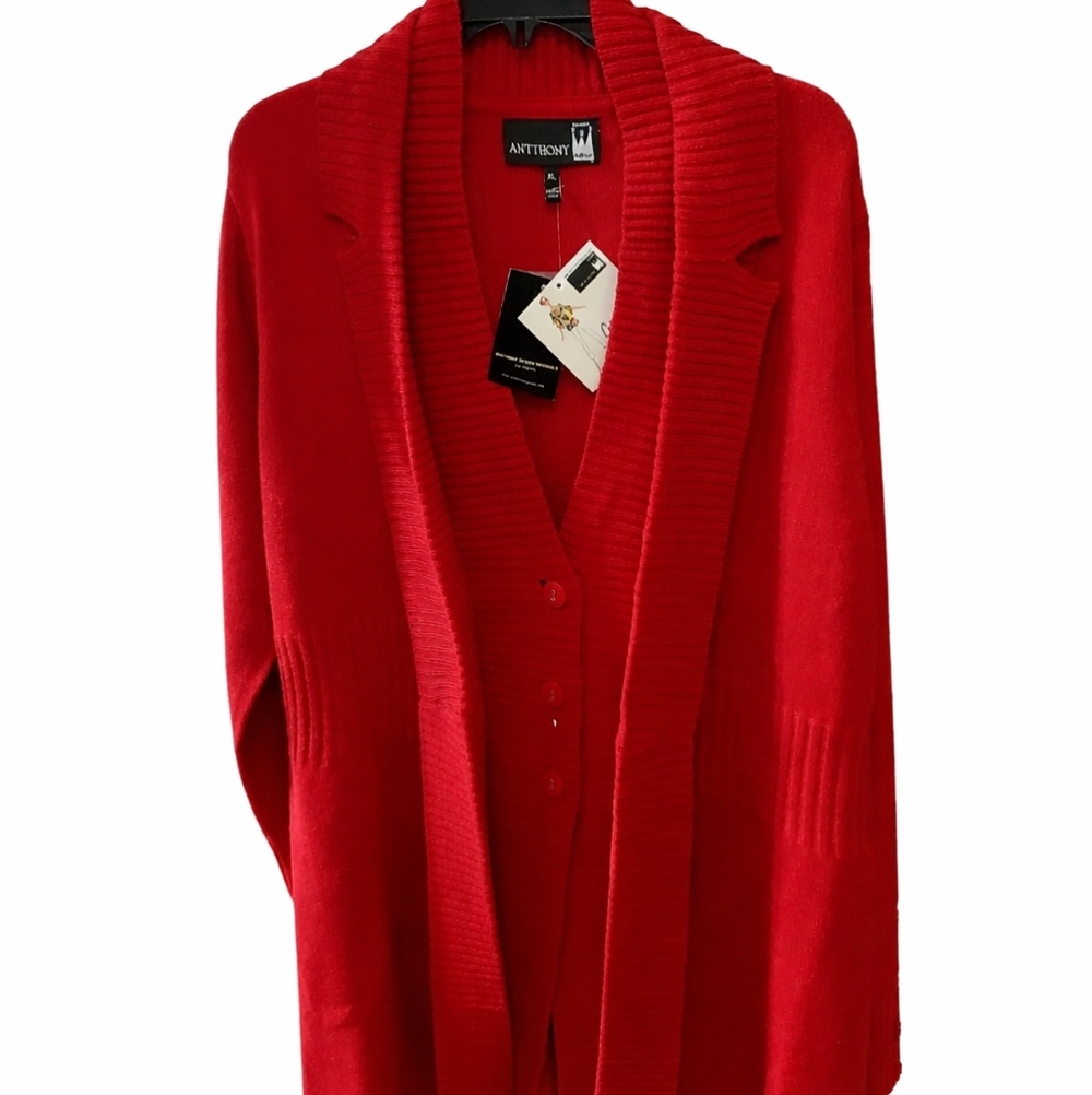 Antthony Bold Red Women's Longline Cardigan Size XL